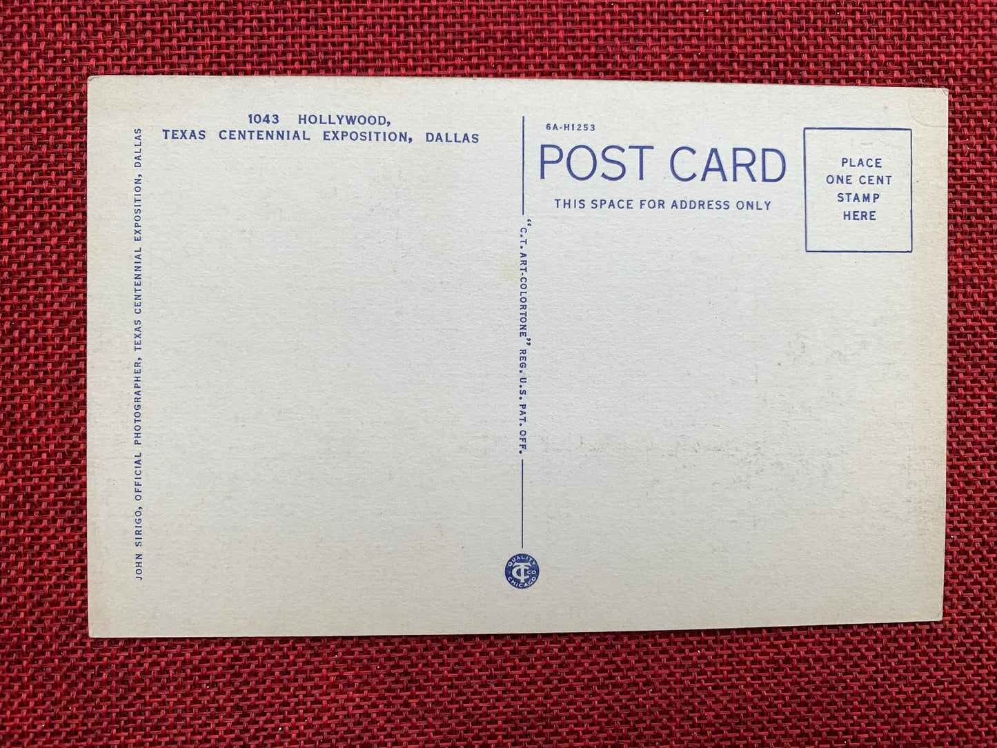 Hollywood, Texas Centennial Exposition, Dallas TX Vintage Linen Postcard