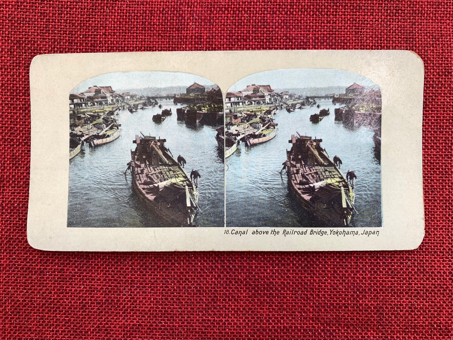 Canal above the Railroad Bridge, Yokohama, Japan Vintage Stereo Card 1890s