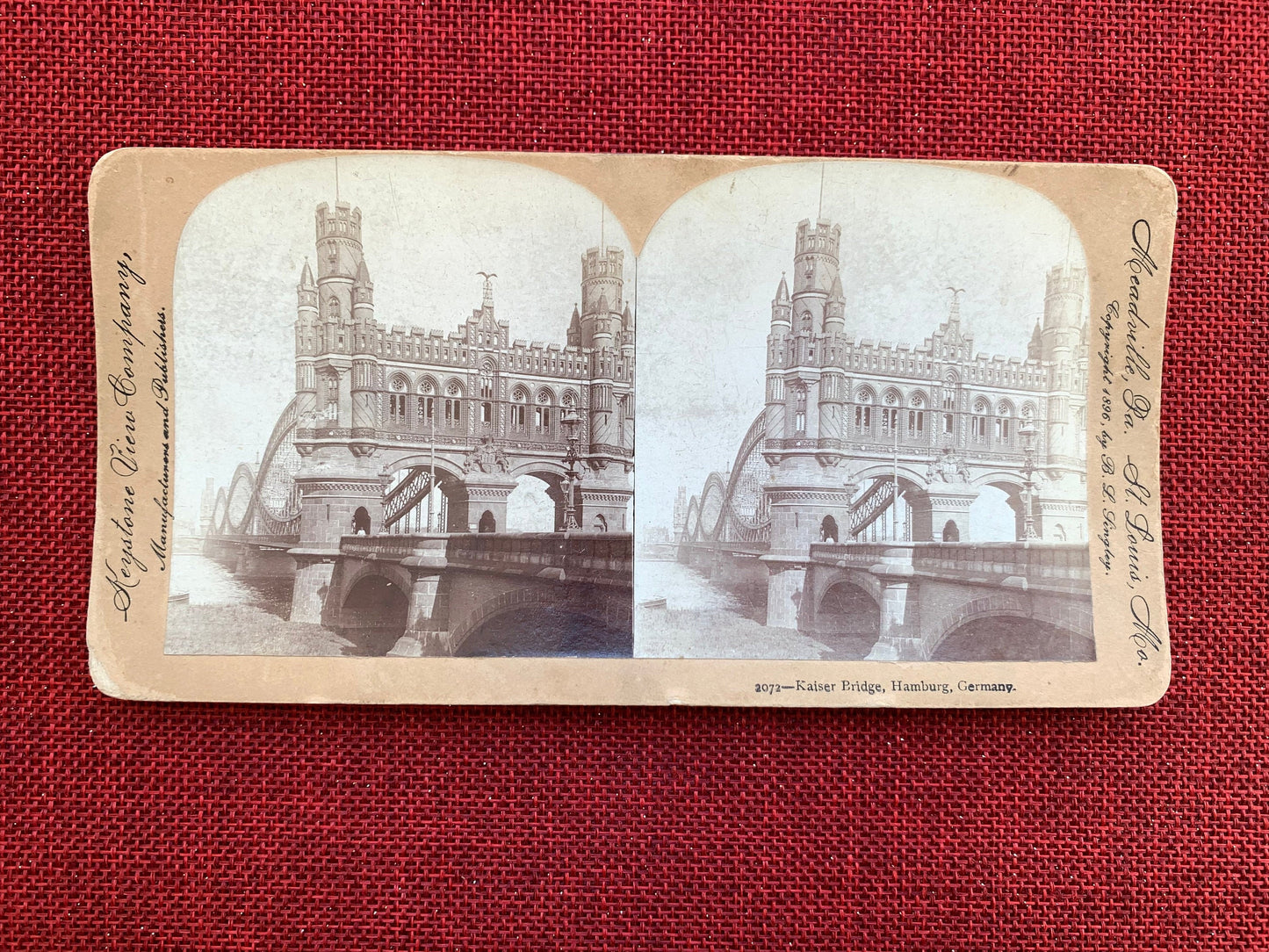 Kaiser Bridge, Hamburg, Germany 1896 Vintage Stereo View Card