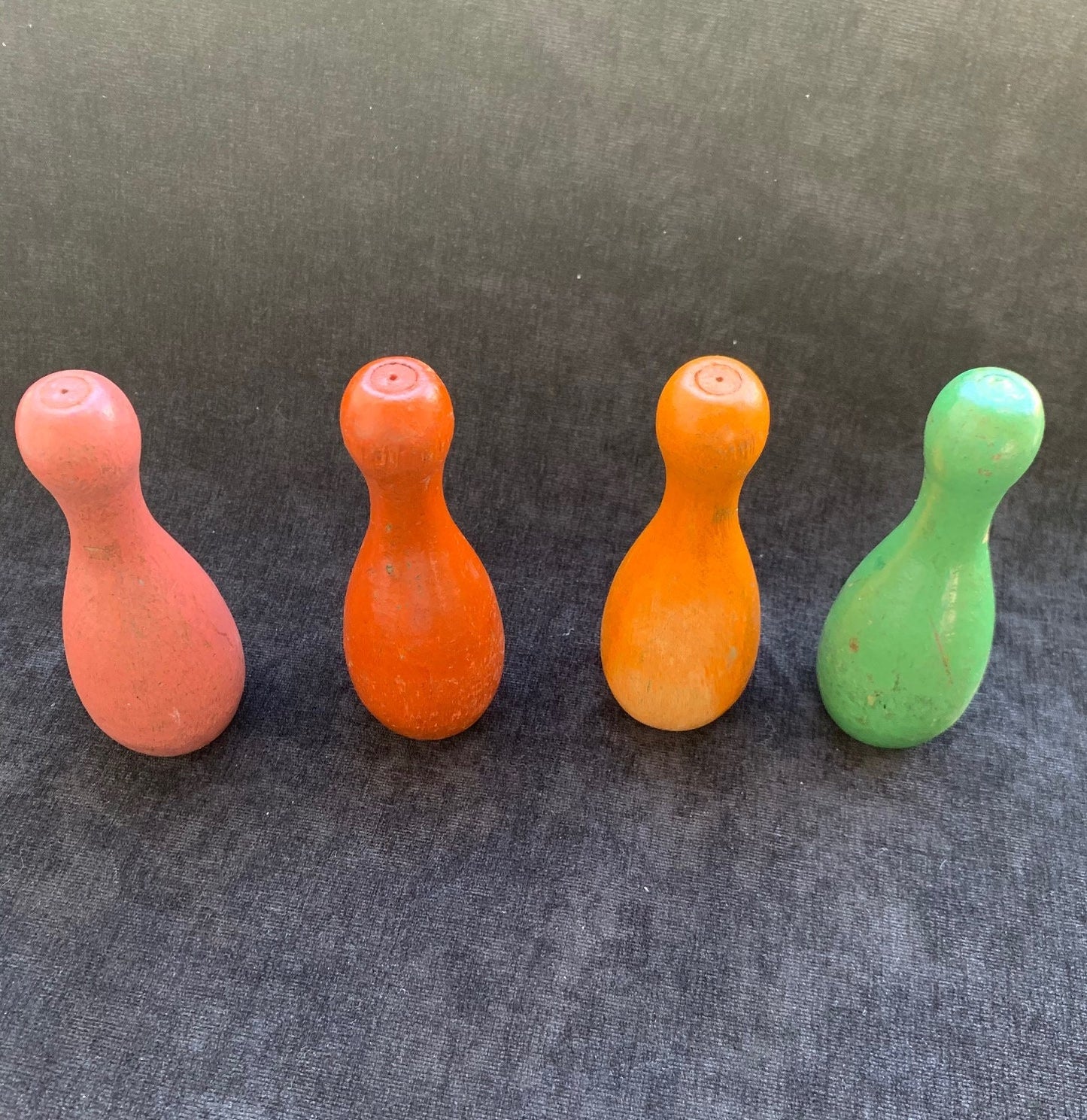 1938 Transogram Gold Medal Mini Wooden Color Bowling Pins And Ball Game