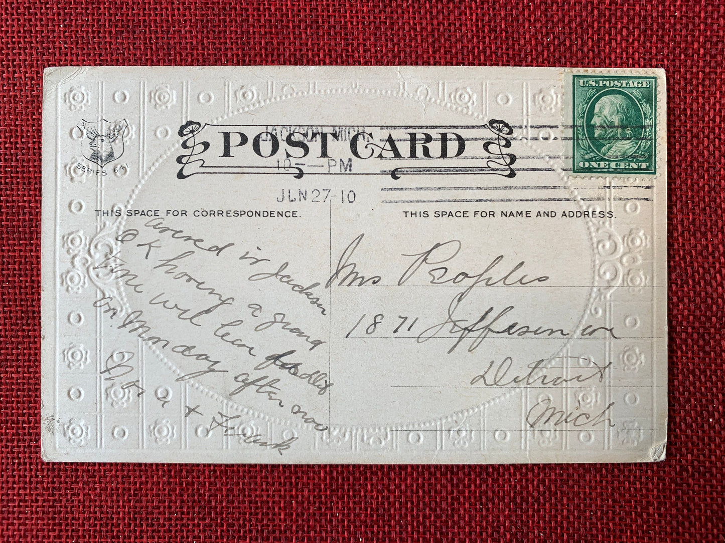 Oh, You Kid, I've Got My Fingers Crossed! Vintage Early 1900s Postcard, Postmarked 1910