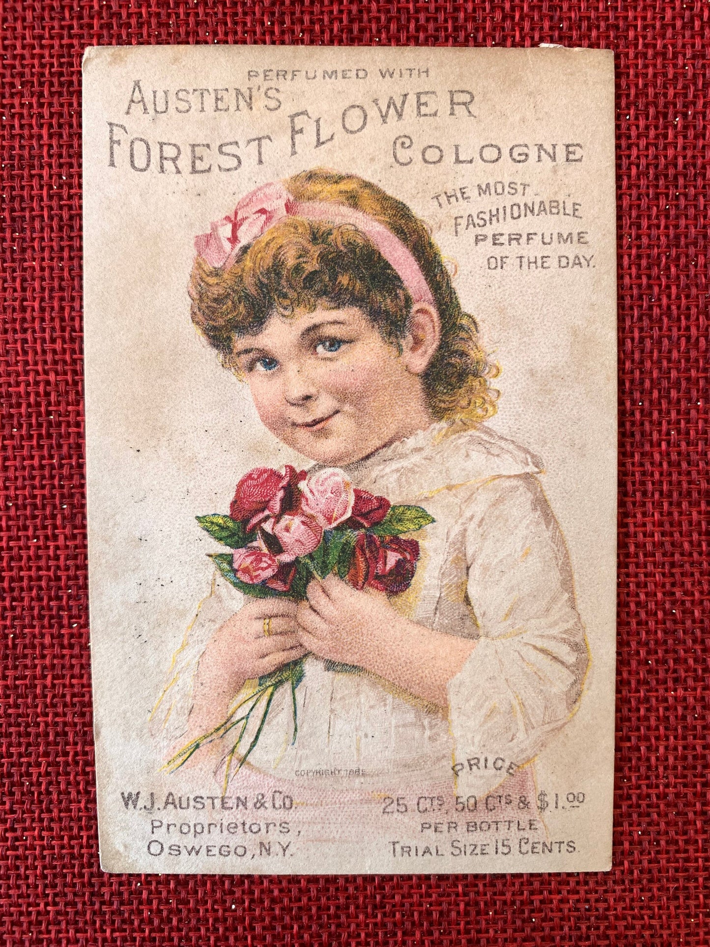 Austen's Forest Flower Cologne, Late 1800s Vintage Trade Card