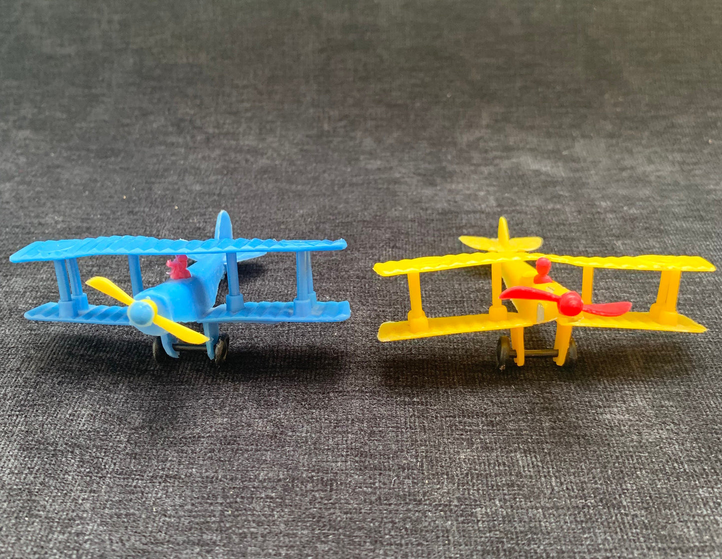 1970's WWI Bi Plane Plastic Figurine Toys, Set of 2, JN-4 Jenny and French Nieuport