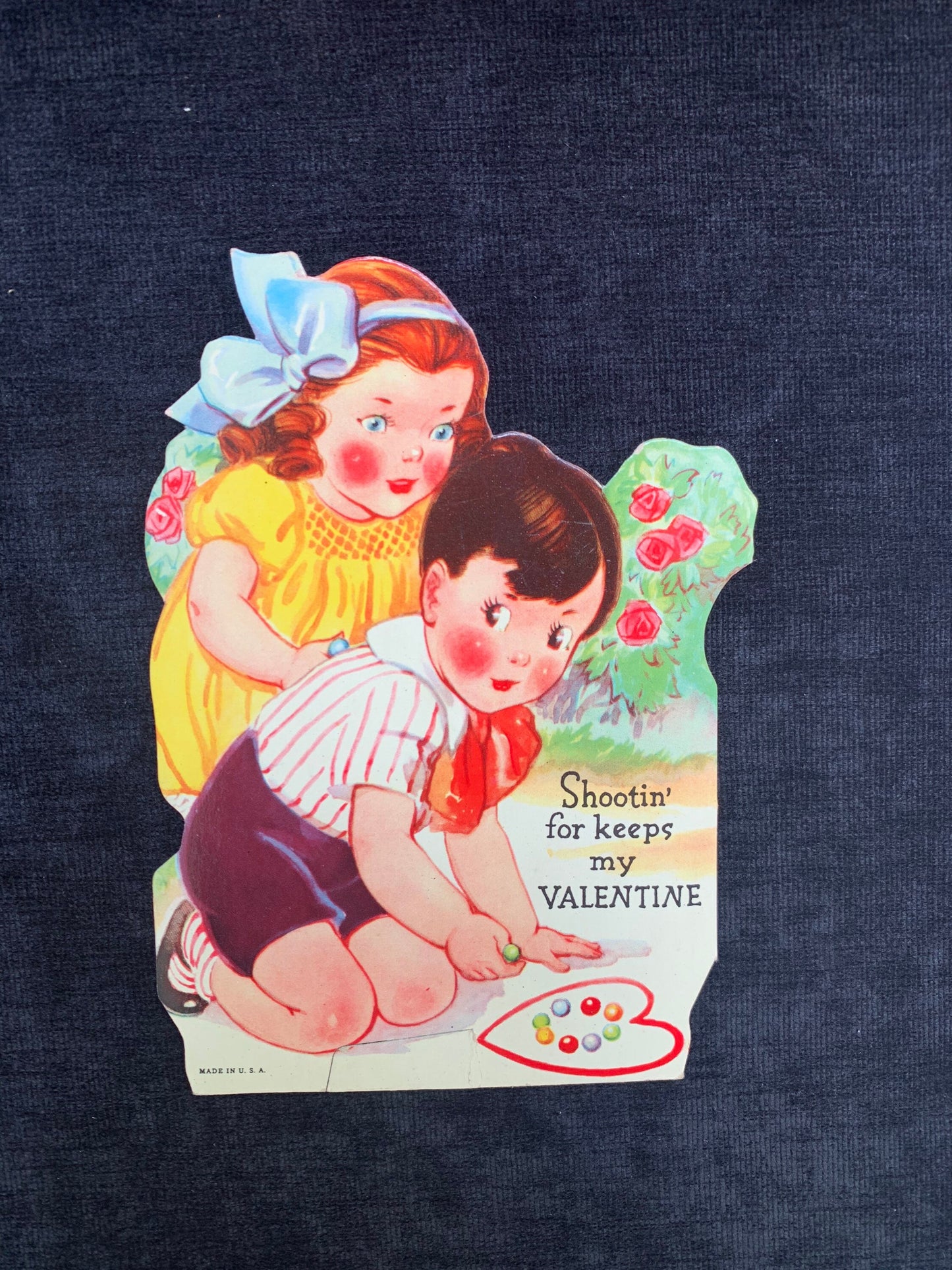 Marble "Shootin For Keeps" Vintage Valentine Card with Stand Unused 1940's-1950's