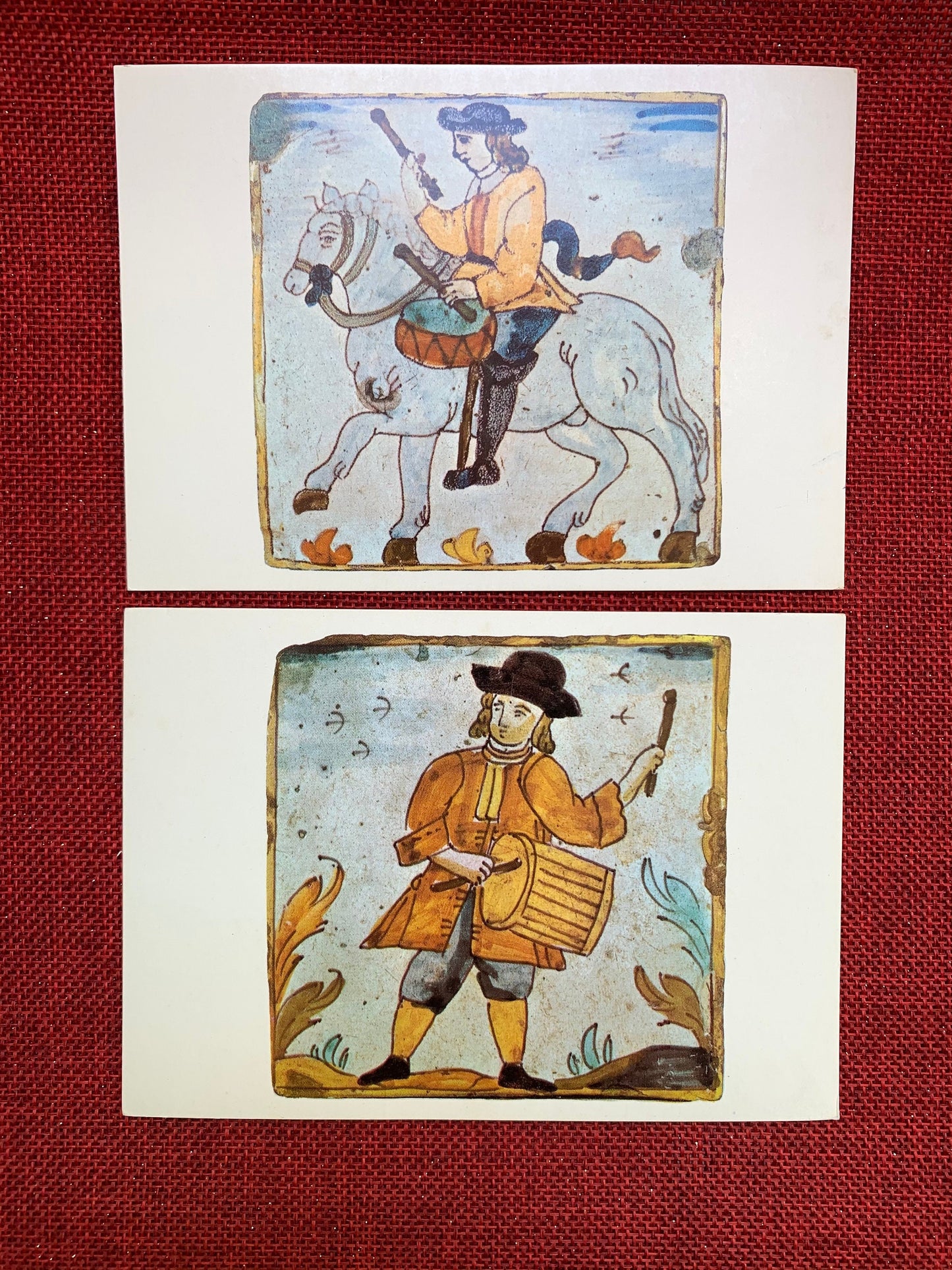 Set of Two Art Postcards Featuring Spanish Painted Tiles from the 18th Century, Vintage Postcards date 1980s/1990s