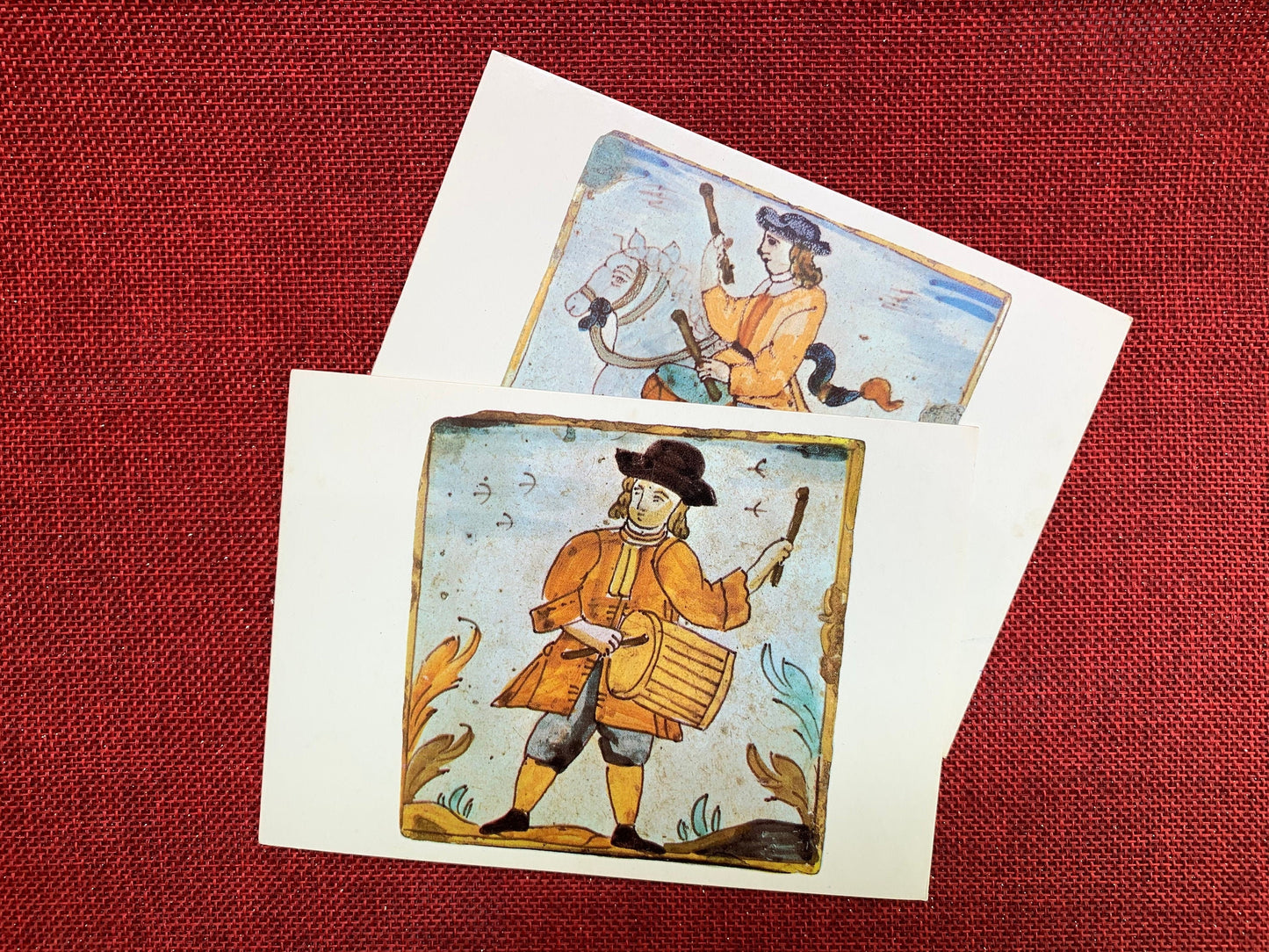 Set of Two Art Postcards Featuring Spanish Painted Tiles from the 18th Century, Vintage Postcards date 1980s/1990s