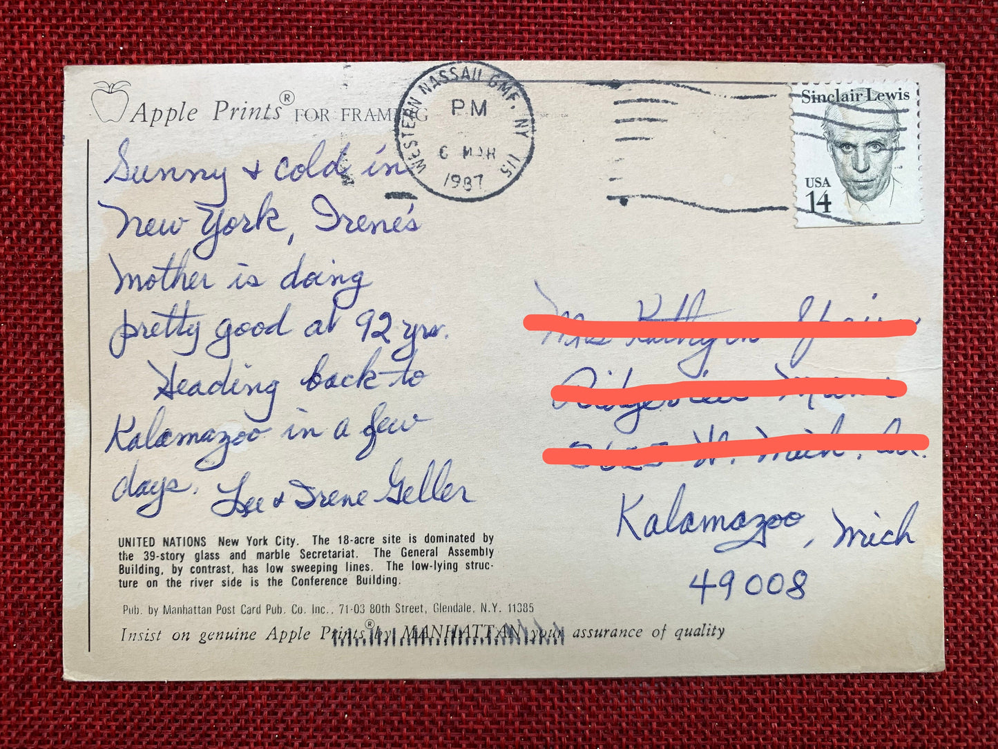 United Nations, New York City, New York NY Vintage Postcard 1980s