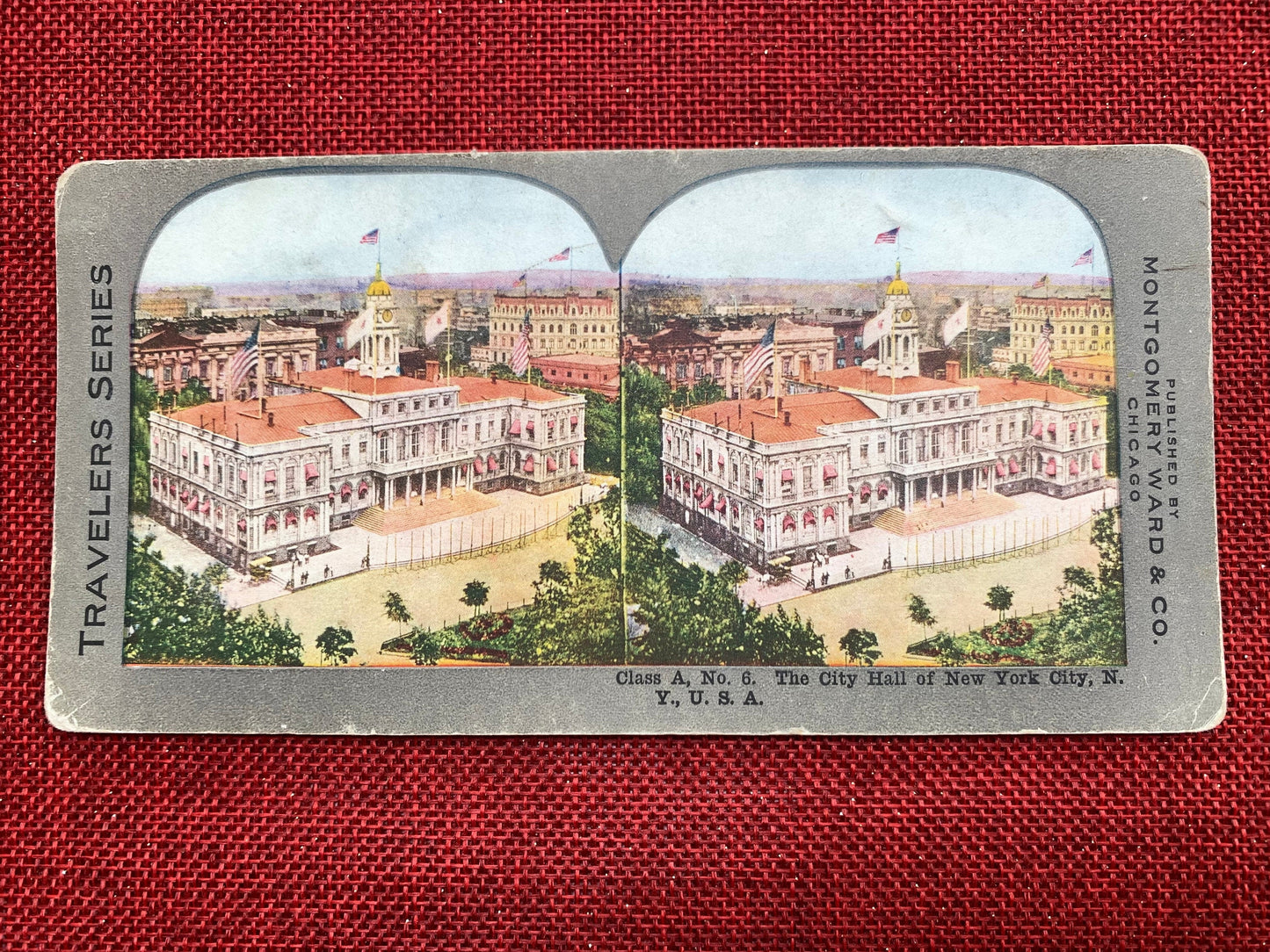 City Hall of New York City, New York Stereo View Card, Early 1900s