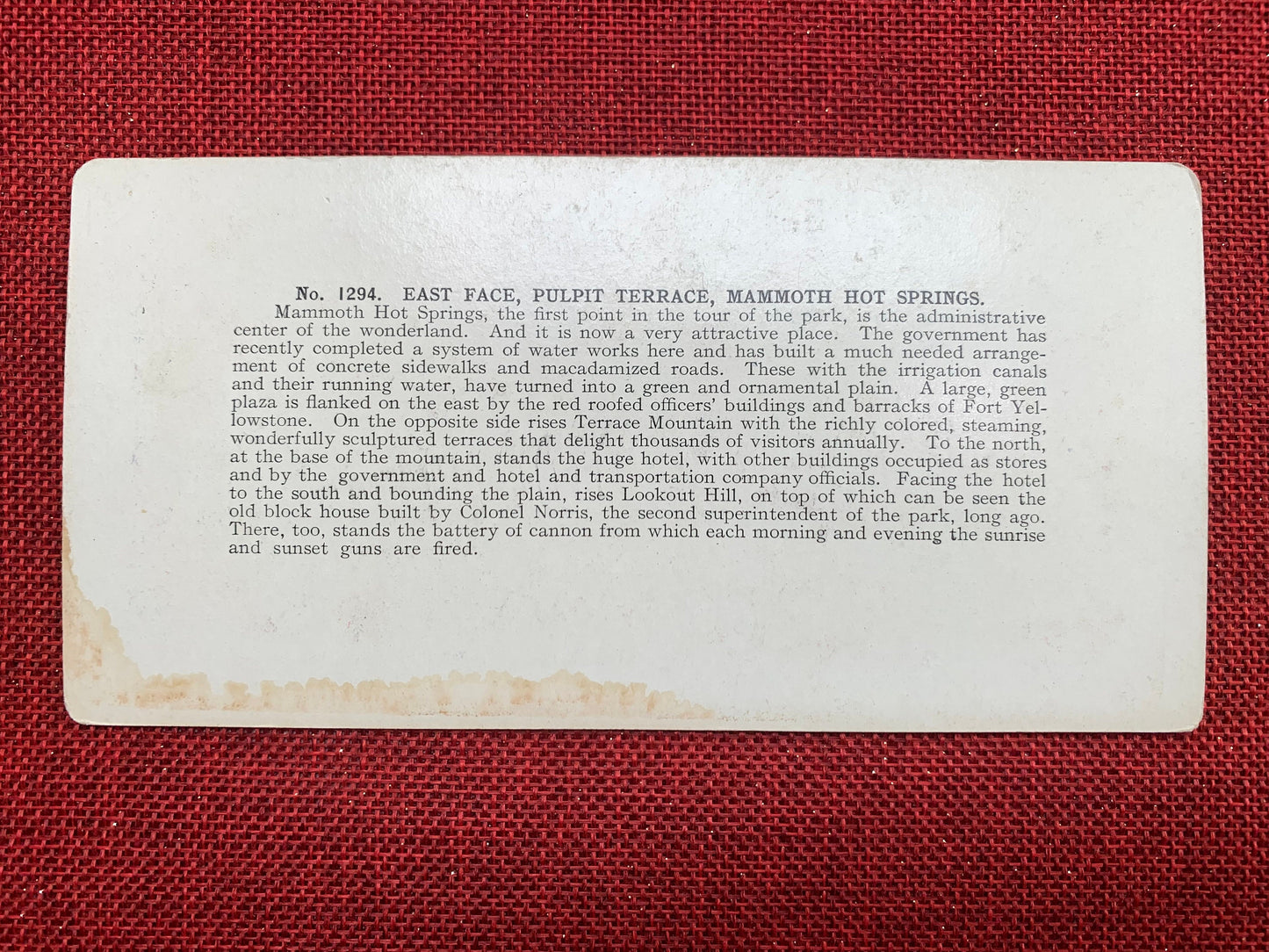 Mammoth Hot Springs, Yellowstone National Park Vintage Stereo View Card, Late 1800s