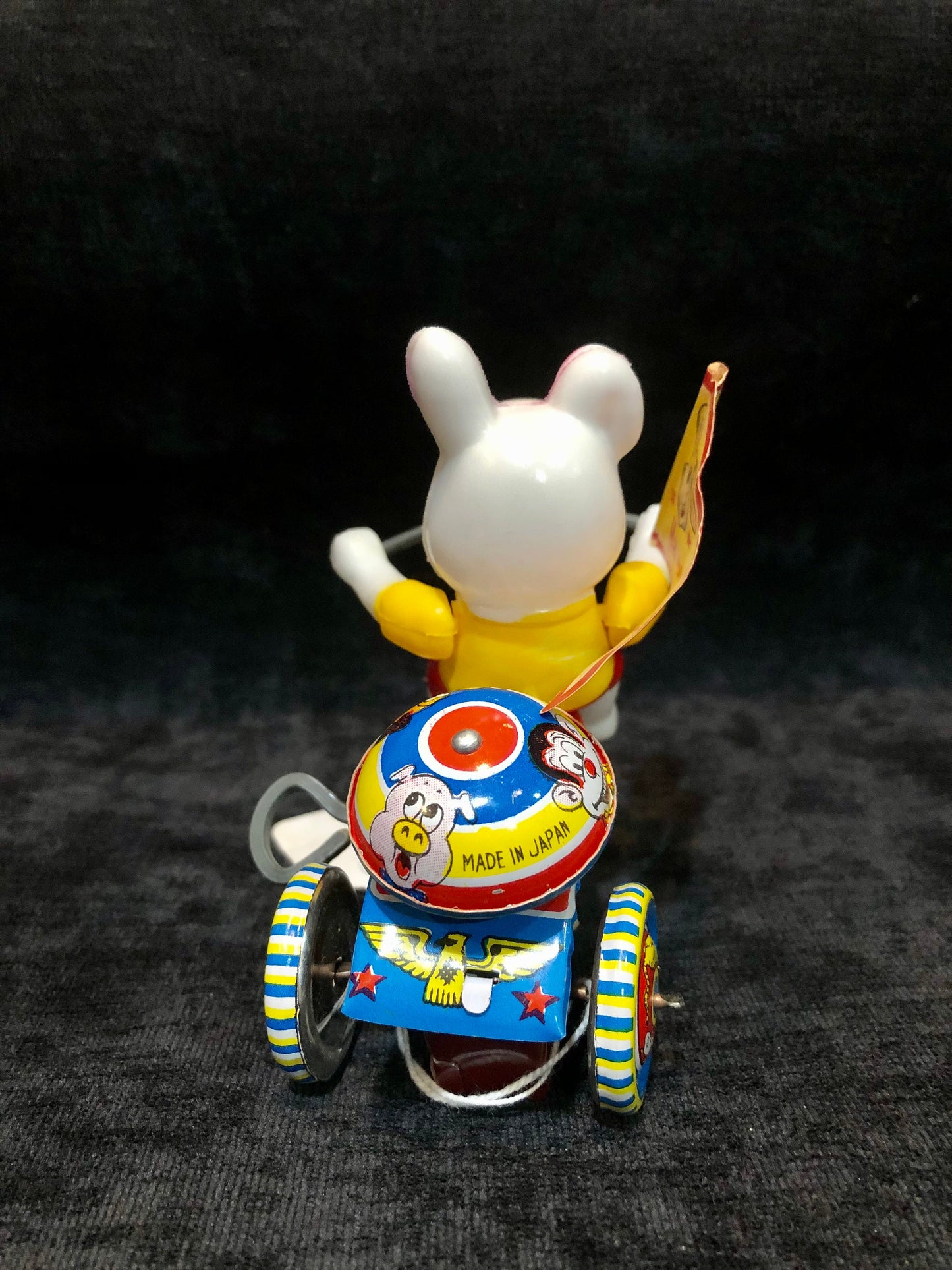Toy Mechanical Rabbit on a Bike Vintage Easter toy - Mint In Box, Made in Japan