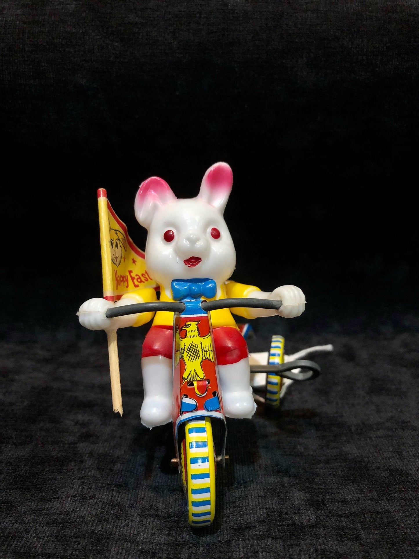 Toy Mechanical Rabbit on a Bike Vintage Easter toy - Mint In Box, Made in Japan