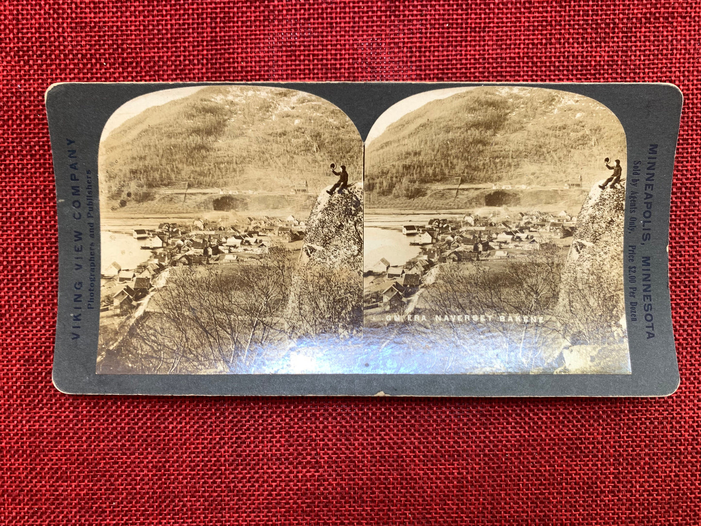 Person Sitting on a Mountain Antique Stereo View Card, Late 1800s - Early 1900s, Possibly Norwegian