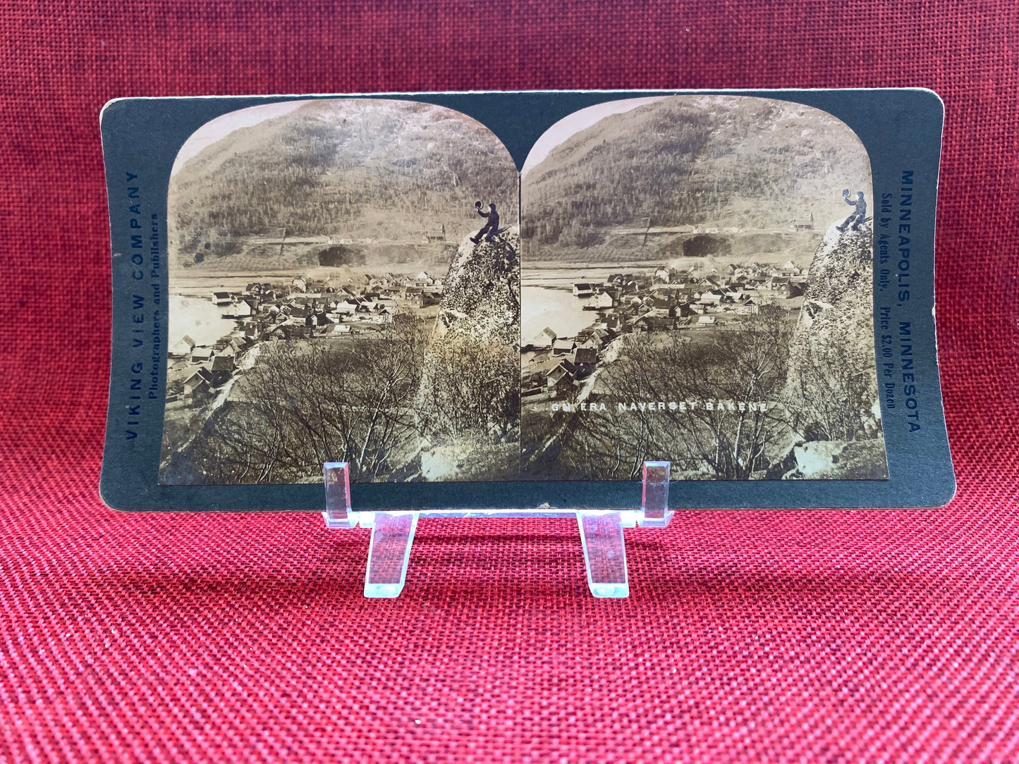 Person Sitting on a Mountain Antique Stereo View Card, Late 1800s - Early 1900s, Possibly Norwegian