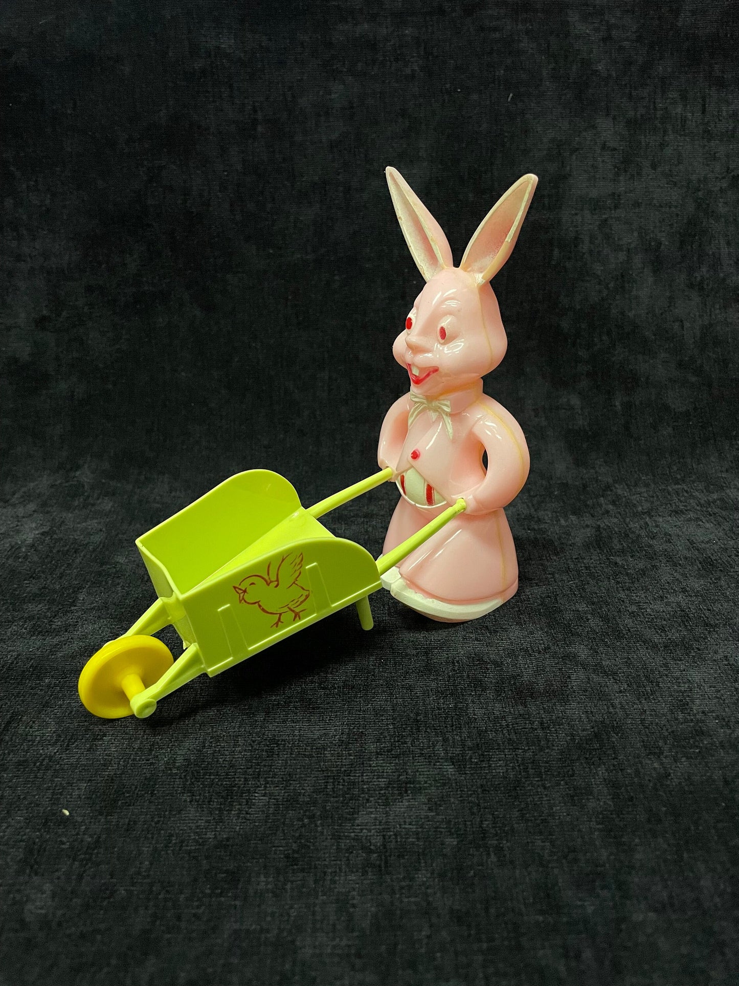 Rosbro Rosen Pink Bunny with Wheelbarrow Easter Candy Holder