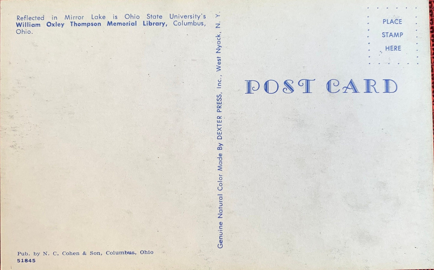 Ohio State University's William Oxley Thompson Memorial Library, Columbus, Ohio OH Vintage Postcard