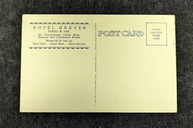 Hotel Graver, Fargo, North Dakota - Postcard 1940s