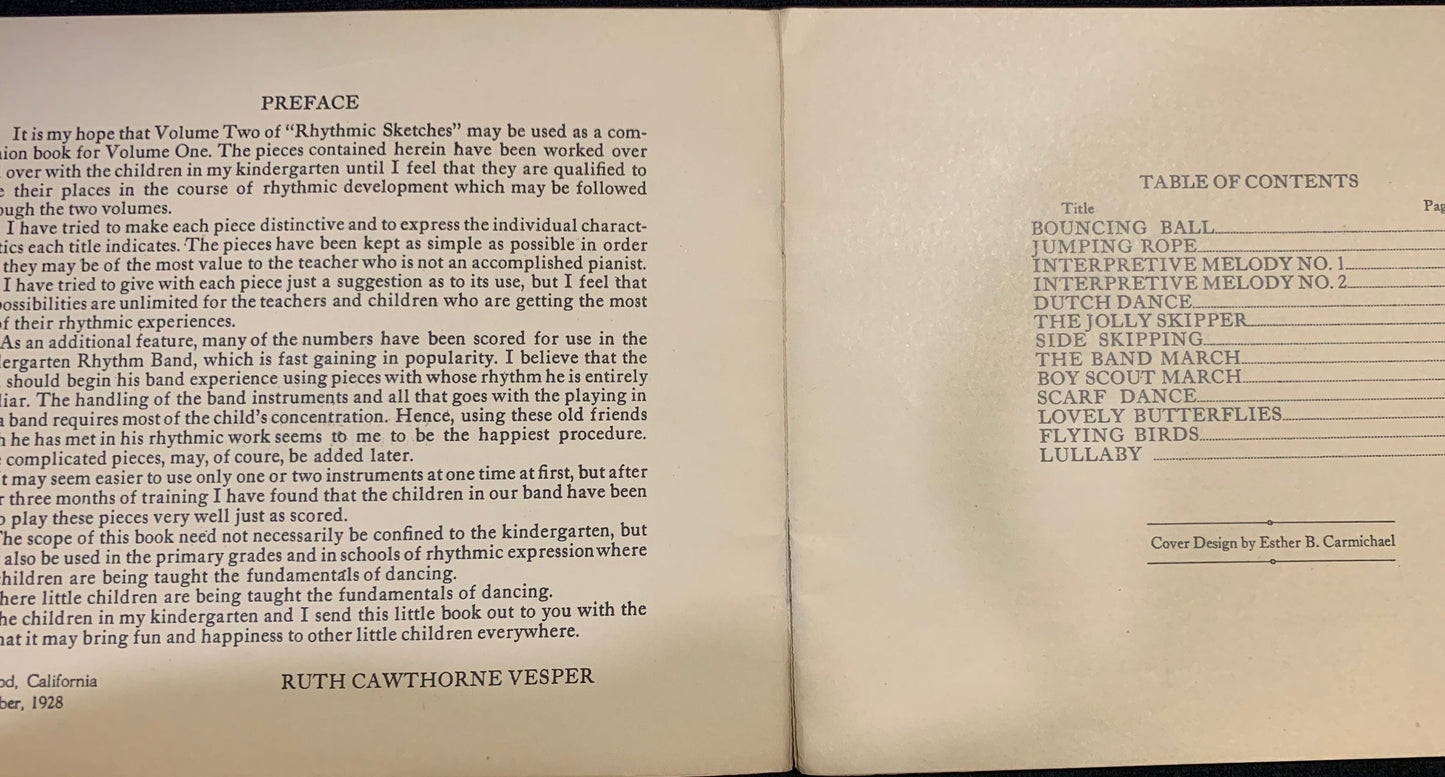 Vintage Rhythmic Sketches For Kindergarteners Volume Two First Edition - 1929