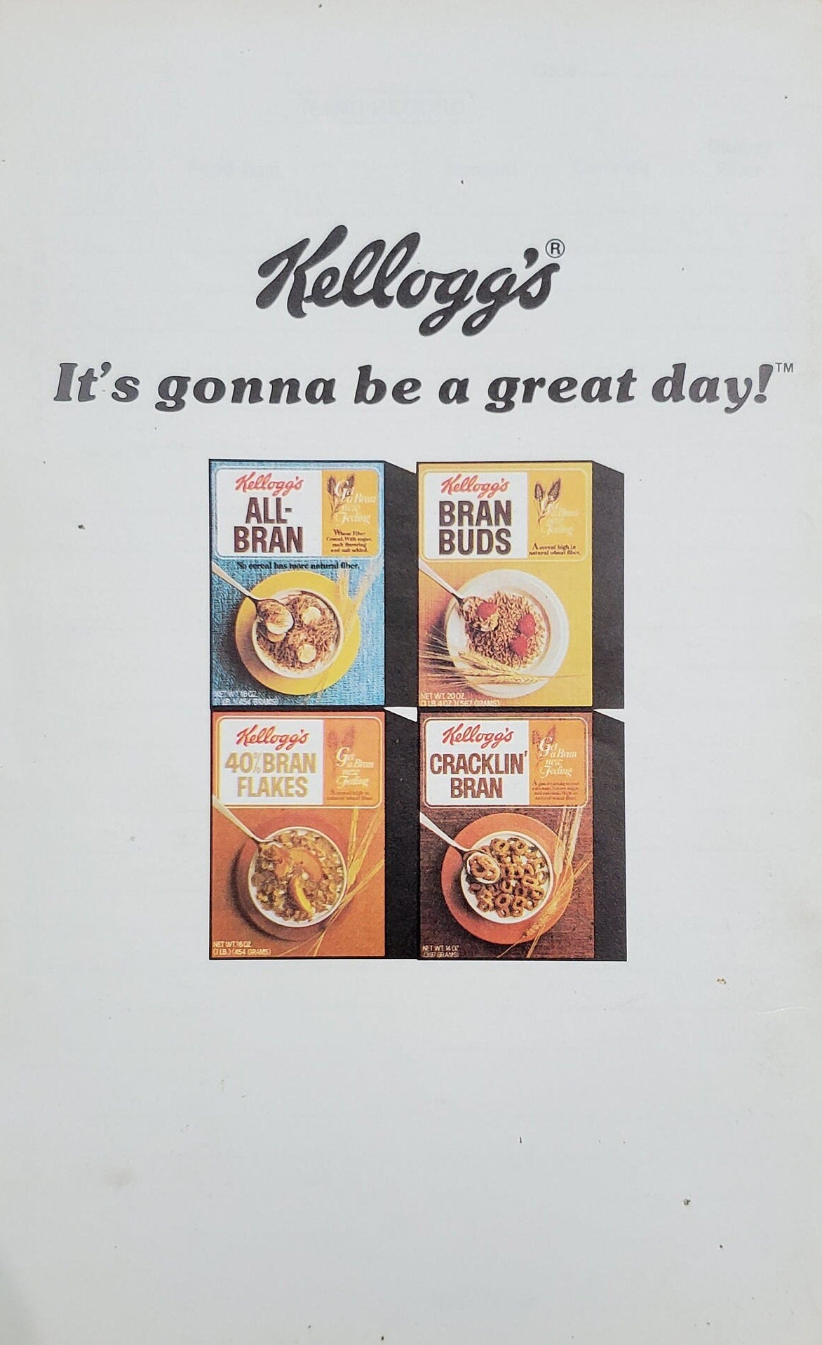 Kellogg's FiberDiet Planner, Kellogg's Give Away Health Booklet -Free Fiber Diet Circular from Kellogg's- Kellogg's Cereal Promotional Flyer