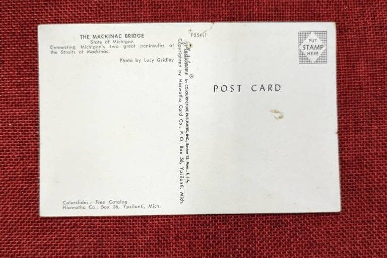 Mackinac Bridge Michigan Vintage Postcard