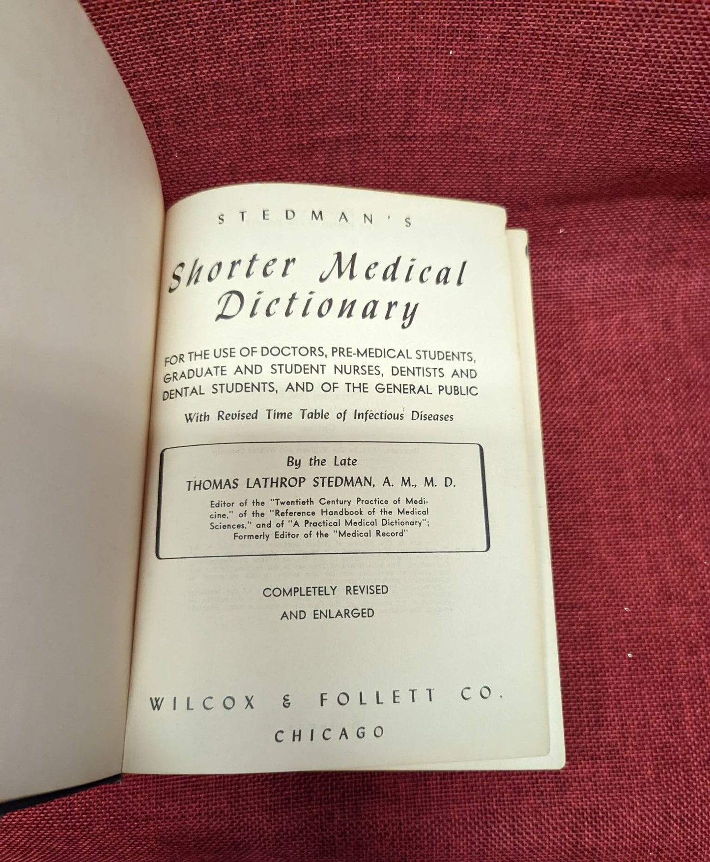Stedman's Shorter Medical Dictionary - 1950s Book
