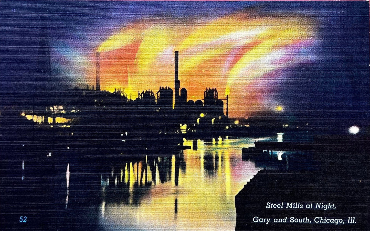 Steel Mills at Night - Gary and South, Chicago, IL - 1940s