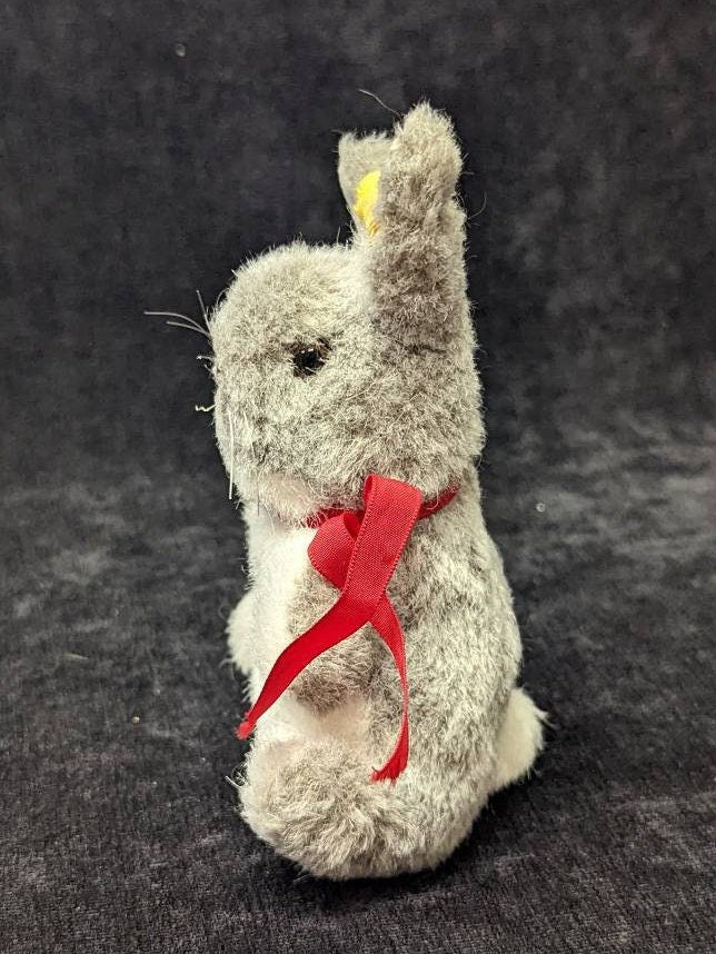 Small 5" Steiff Gray Bunny - with Ear Tag
