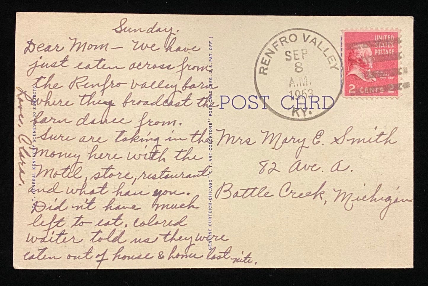Overlooking Cumberland Gap from atop Pinnacle Mt. near Middlesboro, Ky. - 1932 Linen Postcard