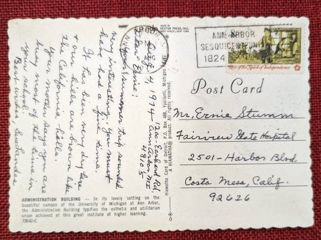University of Michigan Administration Building, Ann Arbor, Michigan MI Vintage Postcard