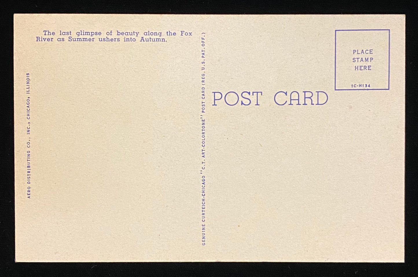 Indian Summer, in the Beautiful Fox River Valley - 1951 Linen Postcard