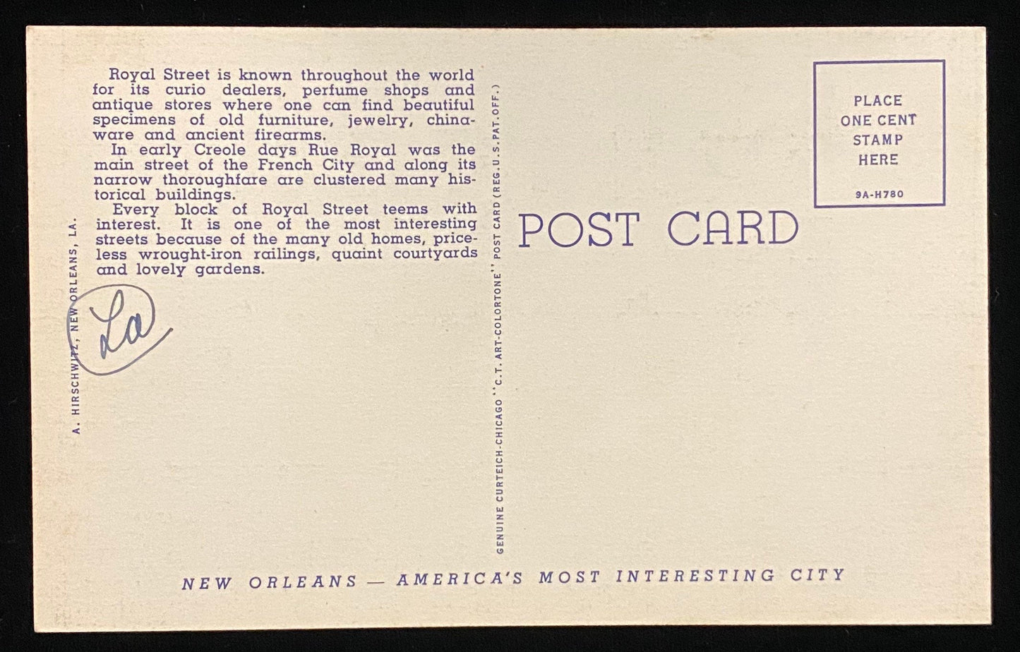 Royal Street - New Orleans - French Quarter - 1939 Linen Postcard
