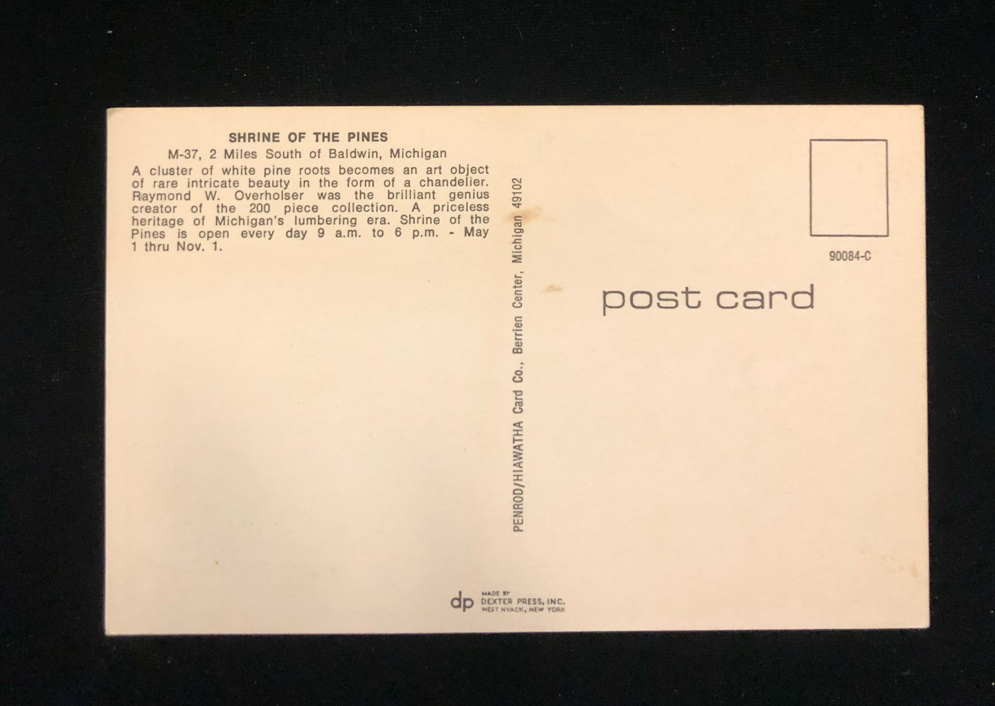 Shrine of the Pines Baldwin, Michigan Vintage Postcard