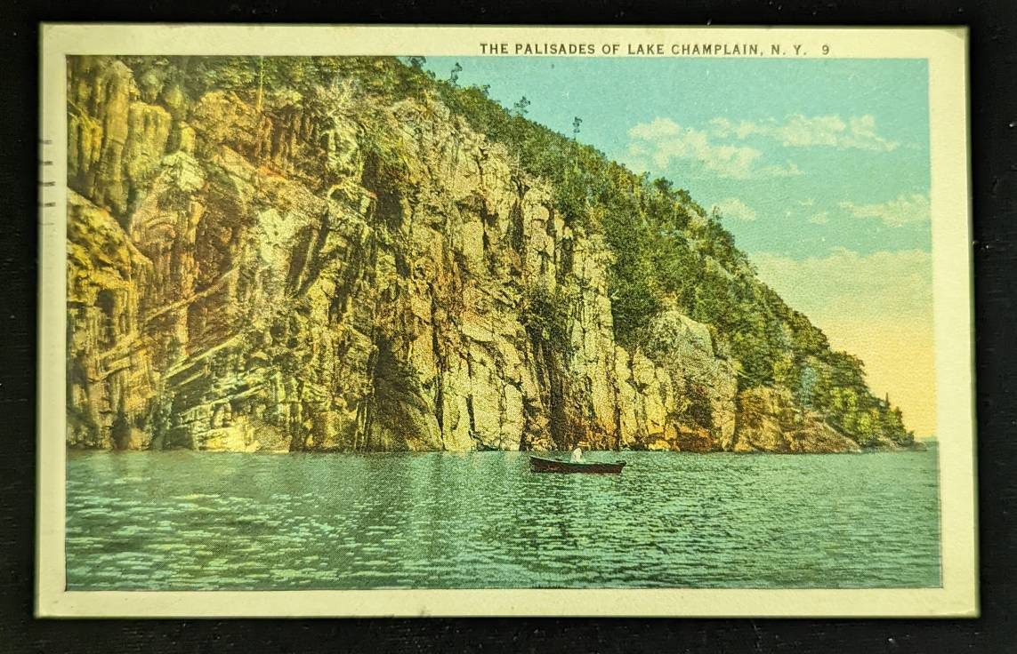 The Palisades of Lake Champlain, New York - Vintage Postcard