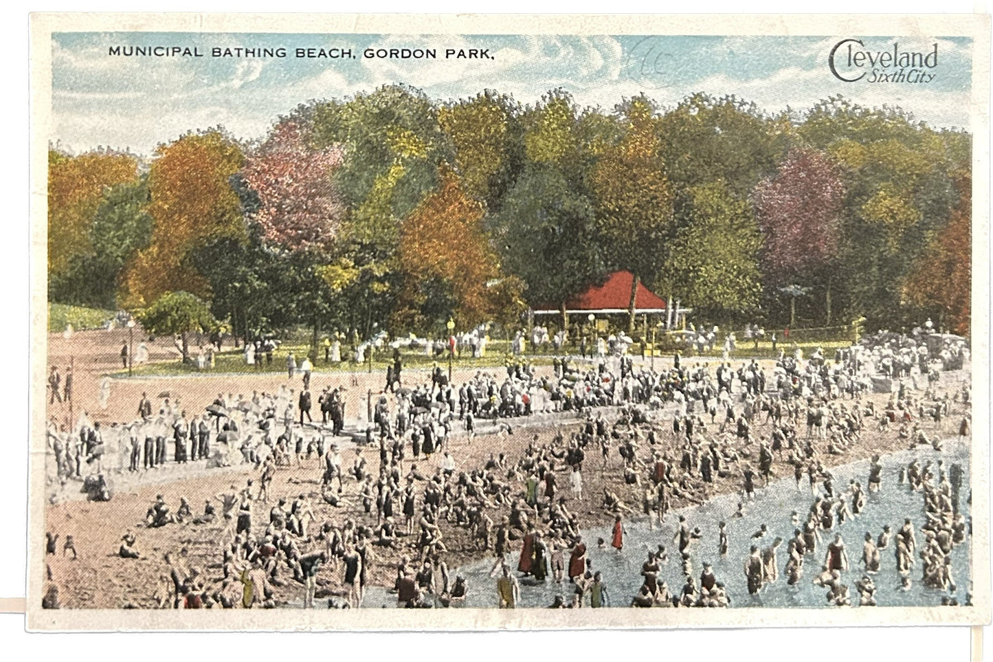 Municipal Bathing Beach, Gordon Park- Cleveland Sixth City- Vintage Postcard