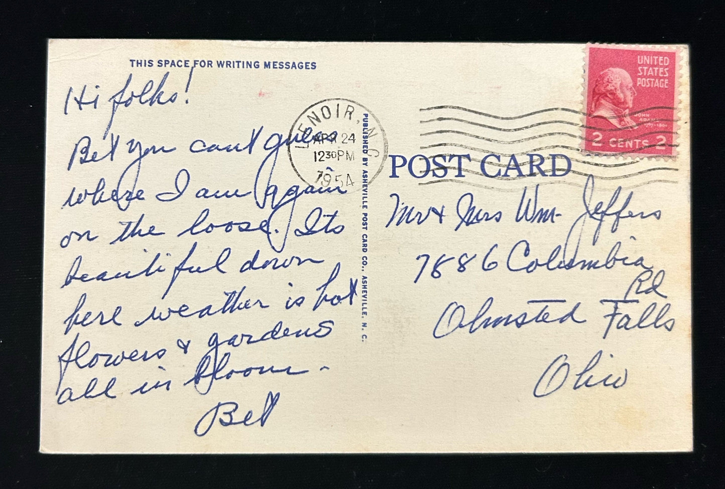 Mount Mitchell, Altitude 6684 Feet, Highest Peak East of the Mississippi- Linen Postcard