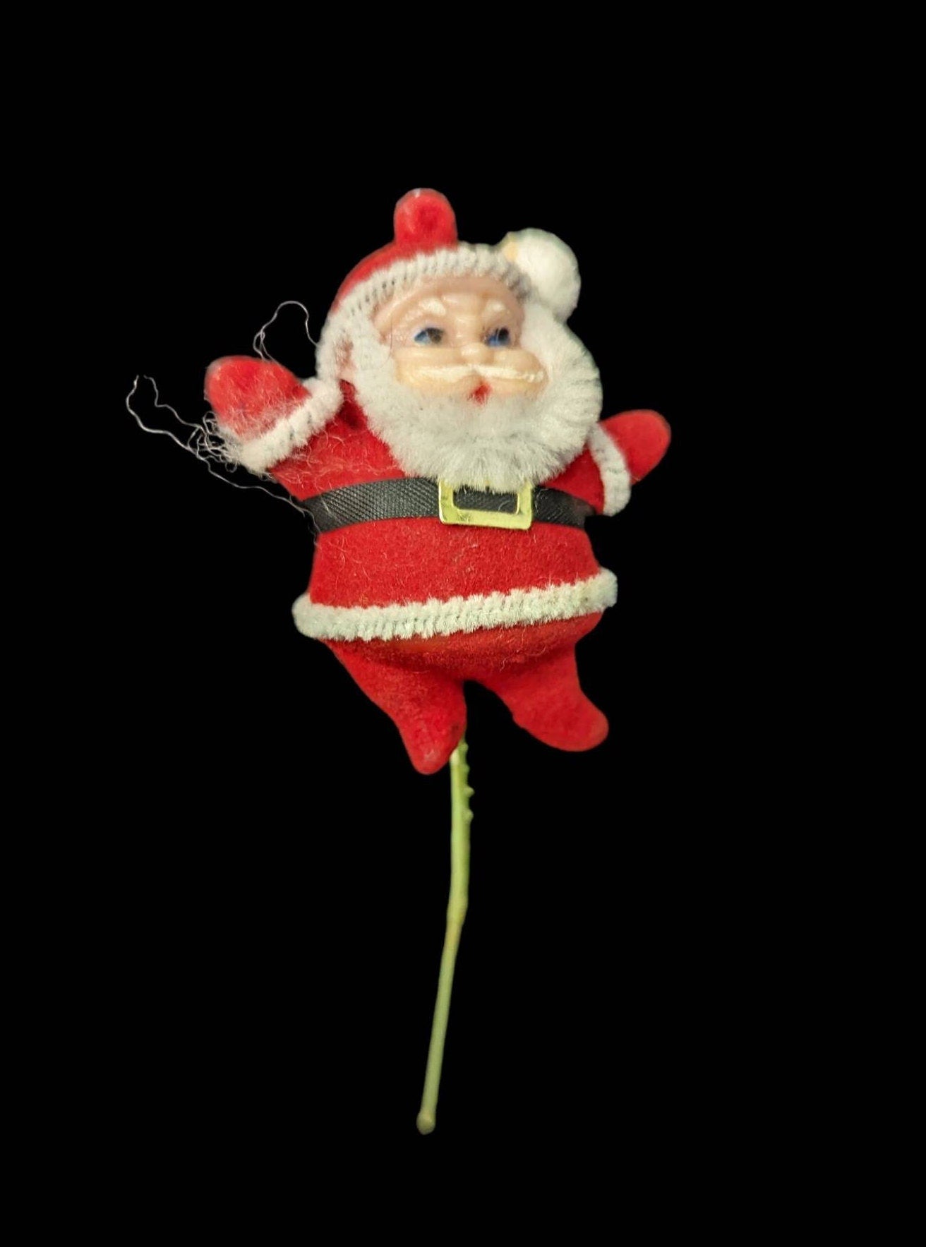 Flocked Santa Ornaments. Santa Pick, Large Santa Ornament, Small Santa Ornament SOLD SEPARATELY - Vintage Christmas - Vintage Holiday