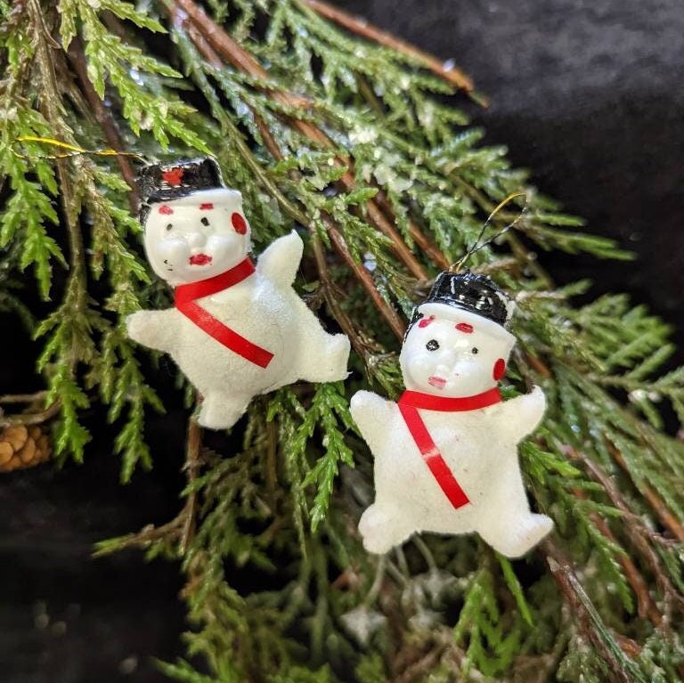 Tiny Snowman - Vintage Blow Mold Christmas Ornaments (SOLD SEPERATELY)