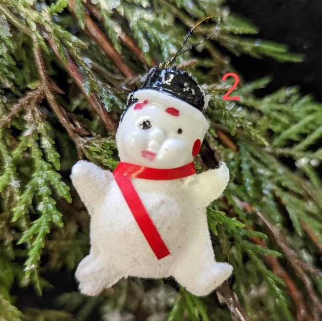 Tiny Snowman - Vintage Blow Mold Christmas Ornaments (SOLD SEPERATELY)