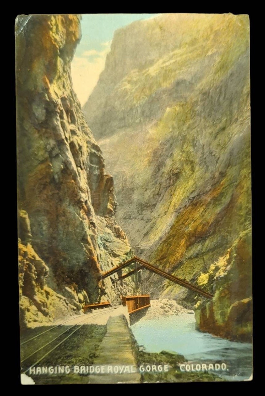 Hanging Bridge Royal Gorge, Colorado - 1910 Vintage Postcard