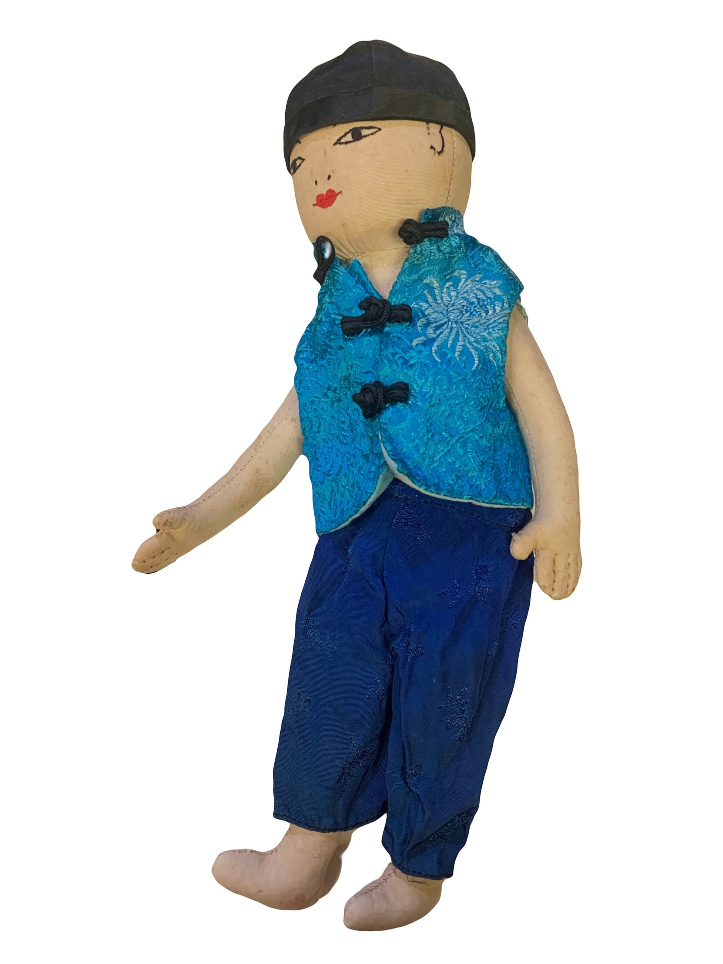 Chinese Ada Lum Handmade Cloth Doll - Silk Clothing on Cloth Doll from Hong Kong