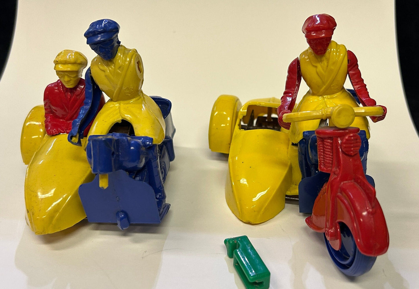 Nosco Plastic Motorcycle with Sidecar Not Complete - Sold for Parts - Vintage 1940s - 2 Sold individually