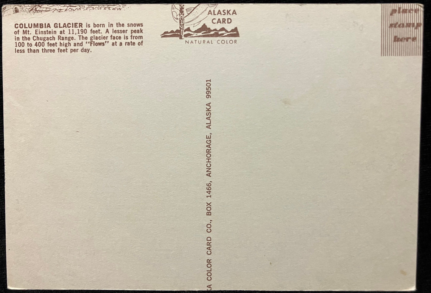 Columbia Glacier - Vintage Postcard