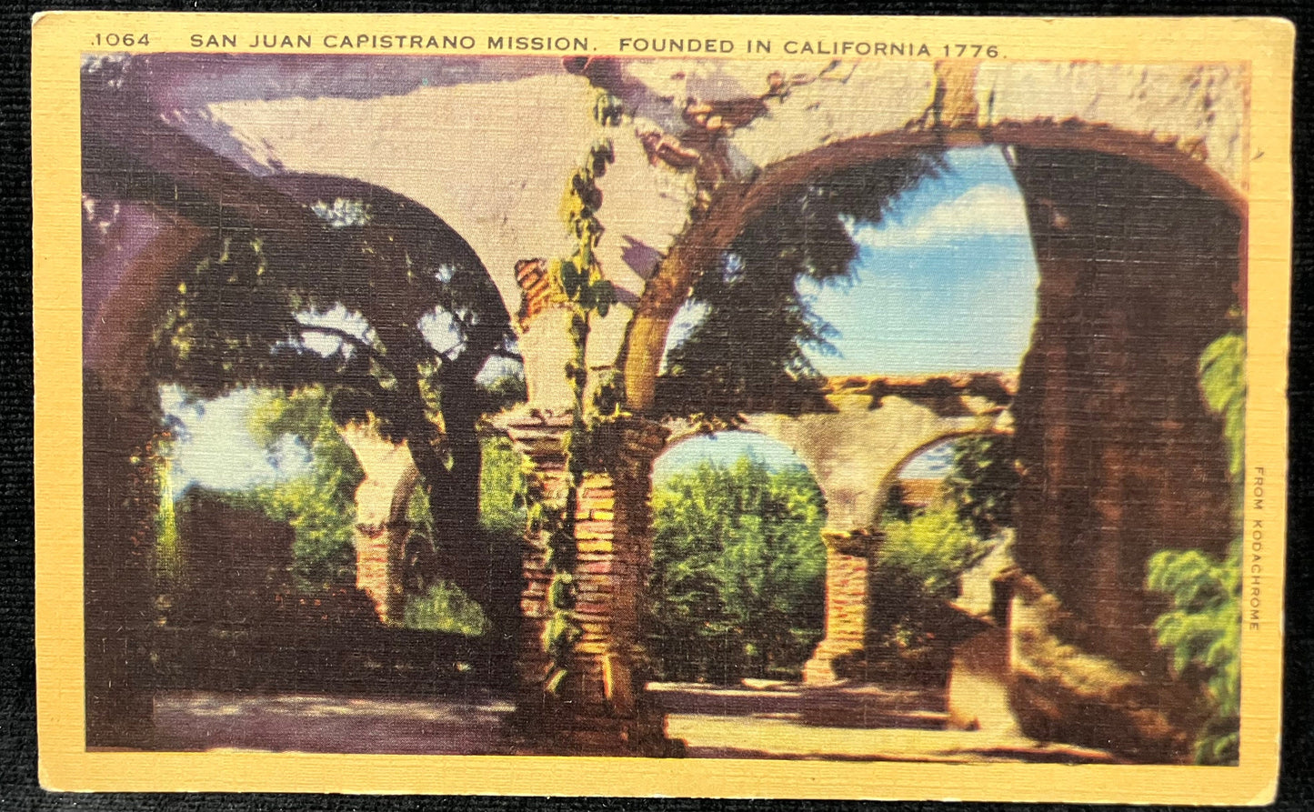 San Juan Capistrano Mission. Founded in California 1776. - Vintage Postcard