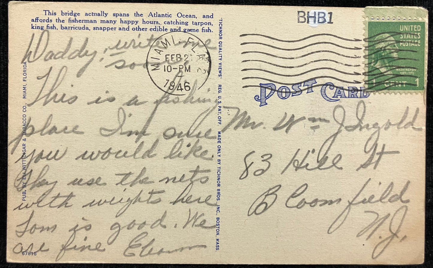 Bakers Haulover Birdge, Miami Beach, Miami Beach, Florida - Vintage Postcard