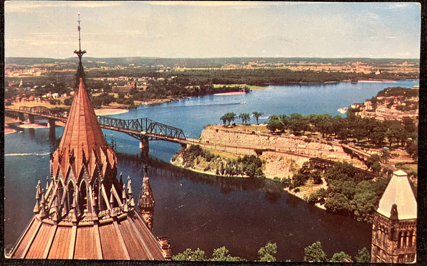 View from the Peace Tower Balcony in Ottawa, Canada - Vintage 1950s Ottawa Canada Postcard
