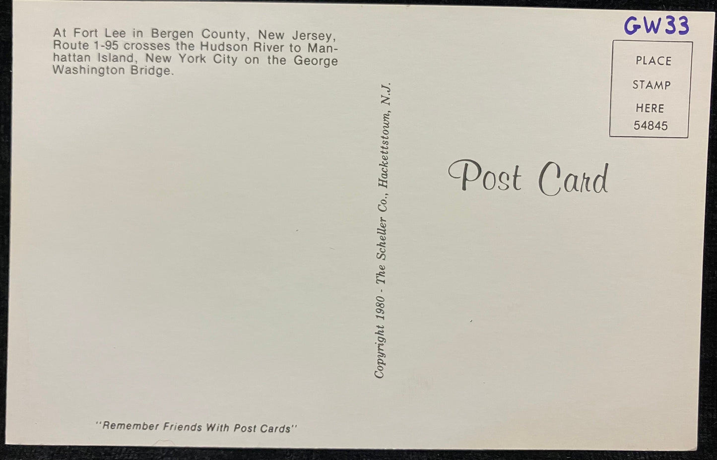 New Jersey - I-95 Crosses the Hudson from Bergen County to Manhattan, NY - Crossing the Hudson on George Washington Bridge -Vintage Postcard