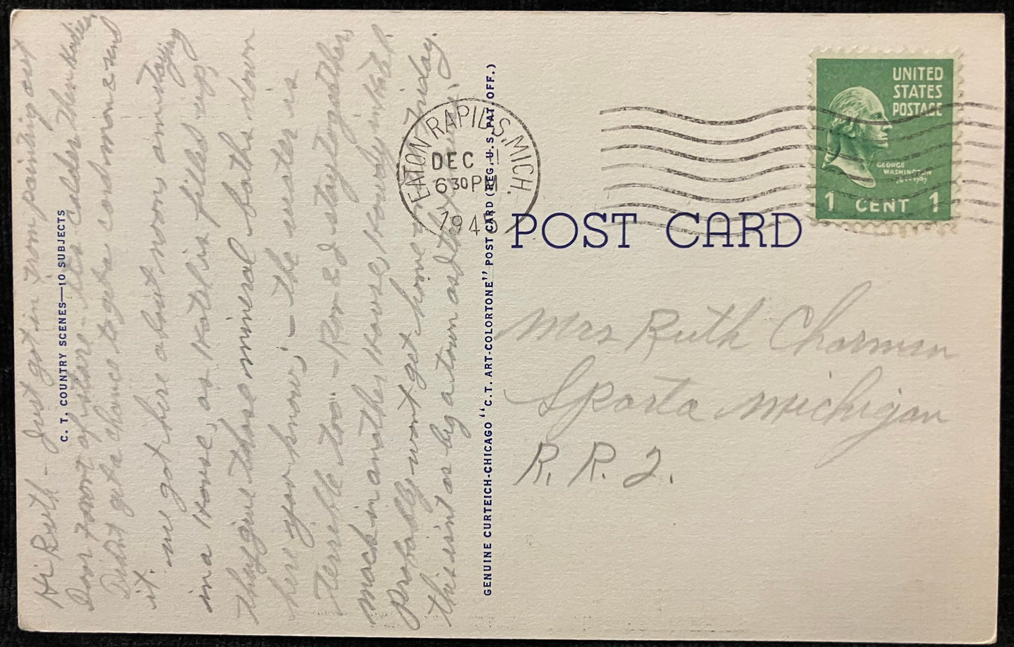 Greetings from Eaton Rapids, Mich. - C. T. & Co. - Vintage Postcard