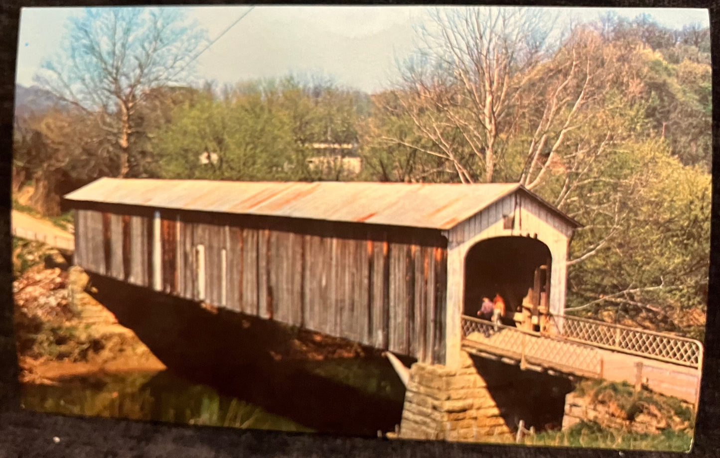Cow Run Bridge in Washington County, Ohio - Vintage Postcard