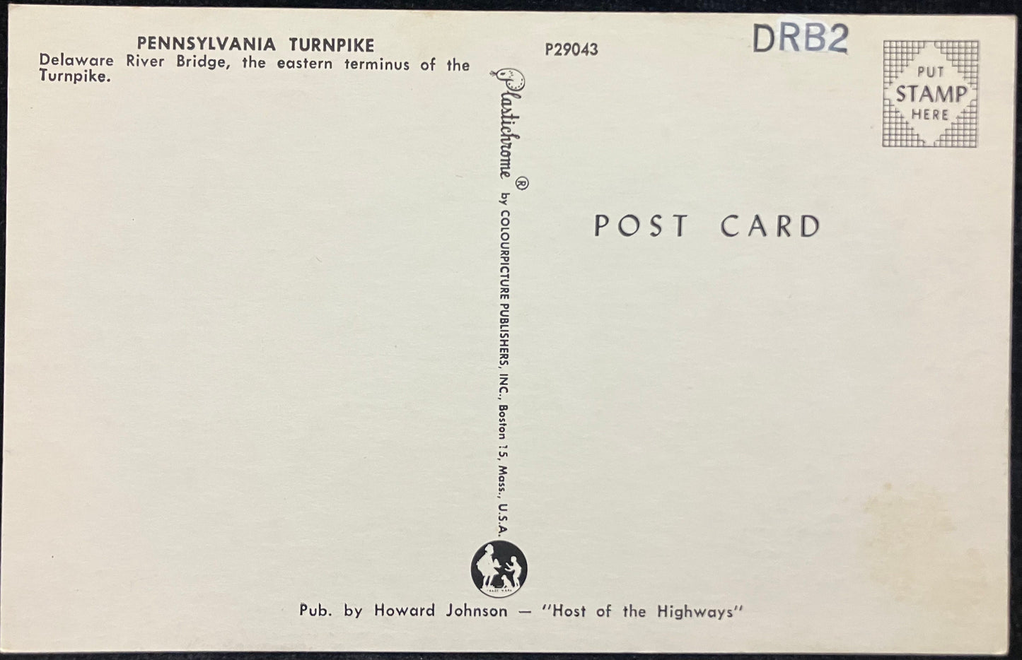Pennsylvania Turnpike over Delaware River - Vintage Bird' eye View Postcard