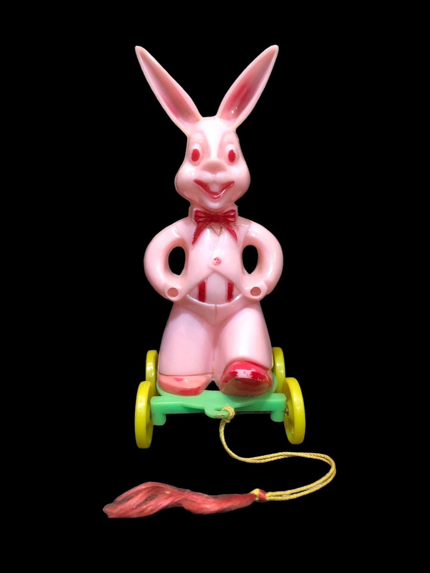 Rosen Pink Rabbit on Wheels Vintage Easter