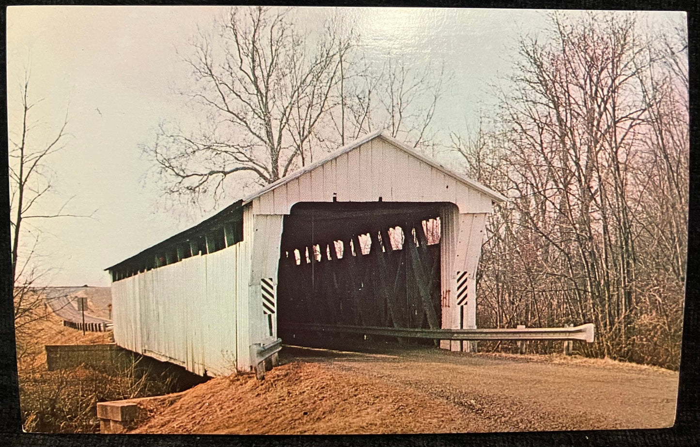 McColly Road Bridge in Logan County, Ohio - Photo: William D. Smith - Vintage Postcard - Covered Bridge over Great Miami River